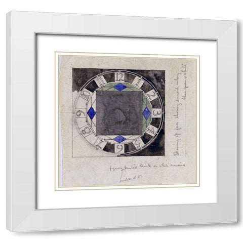 Design For Clock Face, 1917 White Modern Wood Framed Art Print with Double Matting by Mackintosh, Charles Rennie