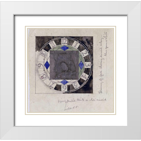 Design For Clock Face, 1917 White Modern Wood Framed Art Print with Double Matting by Mackintosh, Charles Rennie