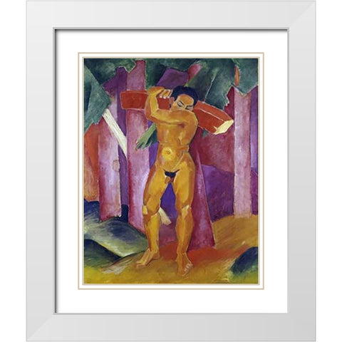 The Tree Porter White Modern Wood Framed Art Print with Double Matting by Marc, Franz