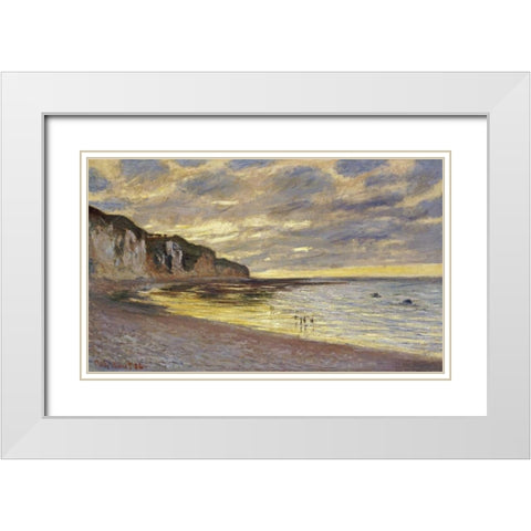 Pointe de Lailly, maree basse White Modern Wood Framed Art Print with Double Matting by Monet, Claude