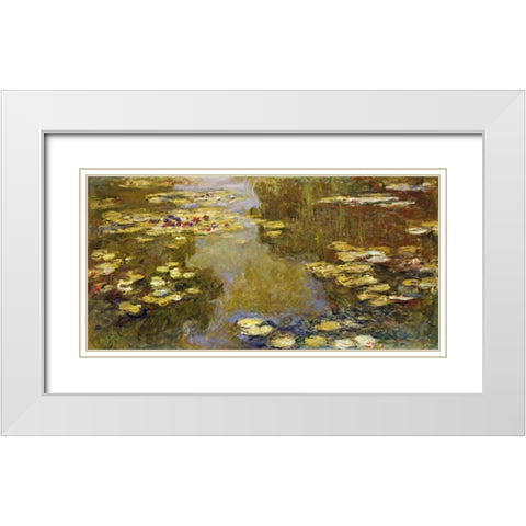 The Lily Pond White Modern Wood Framed Art Print with Double Matting by Monet, Claude