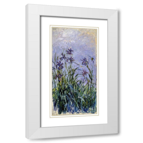 Iris mauves White Modern Wood Framed Art Print with Double Matting by Monet, Claude