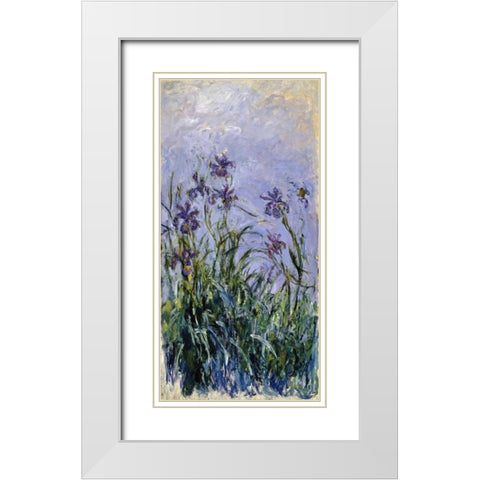 Iris mauves White Modern Wood Framed Art Print with Double Matting by Monet, Claude