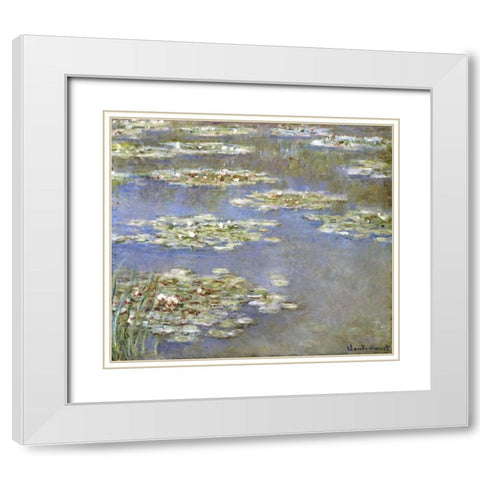 Nympheas, 1905 White Modern Wood Framed Art Print with Double Matting by Monet, Claude