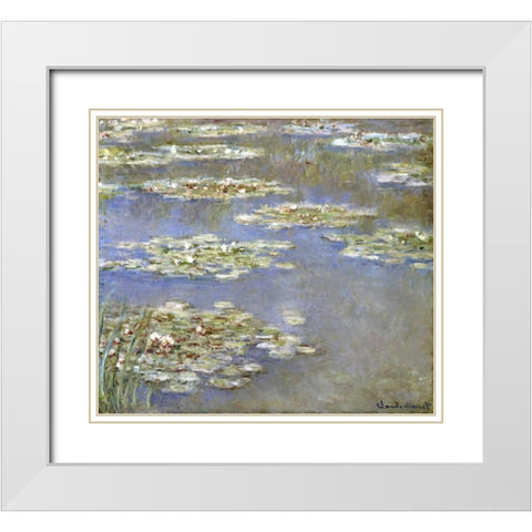 Nympheas, 1905 White Modern Wood Framed Art Print with Double Matting by Monet, Claude