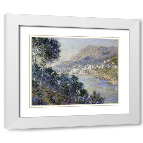 A View of Cape Martin, Monte Carlo White Modern Wood Framed Art Print with Double Matting by Monet, Claude