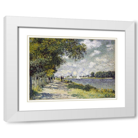 The Seine at Argenteuil White Modern Wood Framed Art Print with Double Matting by Monet, Claude