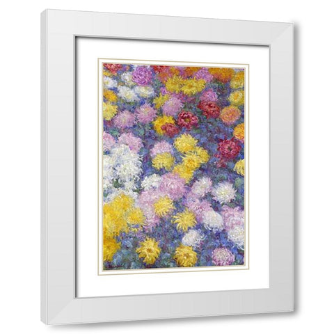 Museumysanthemums White Modern Wood Framed Art Print with Double Matting by Monet, Claude