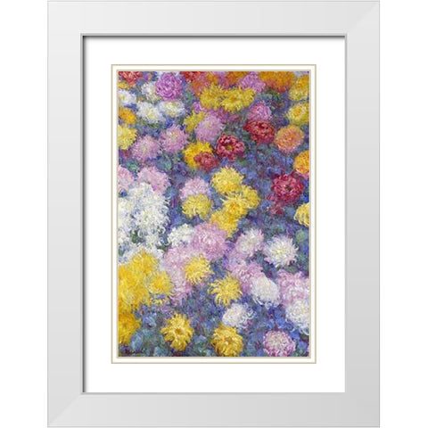 Museumysanthemums White Modern Wood Framed Art Print with Double Matting by Monet, Claude