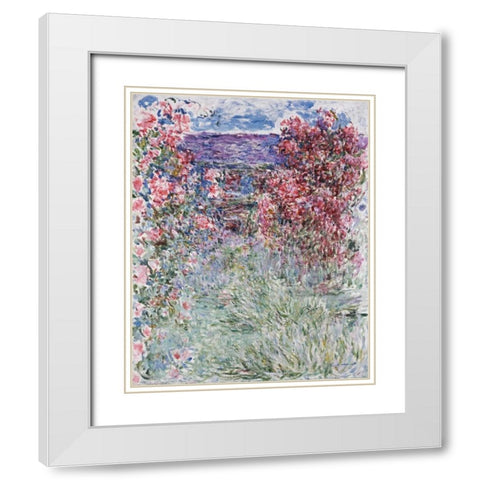 The House in the Roses White Modern Wood Framed Art Print with Double Matting by Monet, Claude