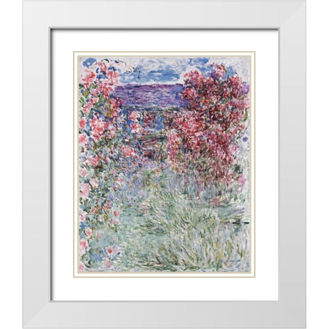 The House in the Roses White Modern Wood Framed Art Print with Double Matting by Monet, Claude