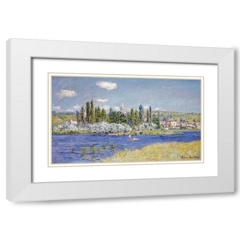 Vetheuil White Modern Wood Framed Art Print with Double Matting by Monet, Claude