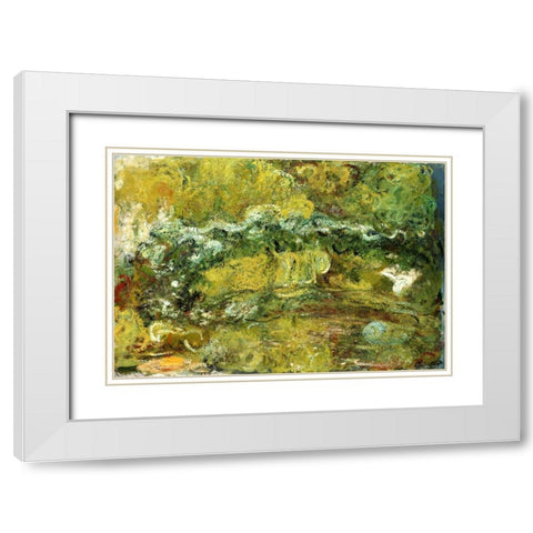 The Japanese Bridge White Modern Wood Framed Art Print with Double Matting by Monet, Claude