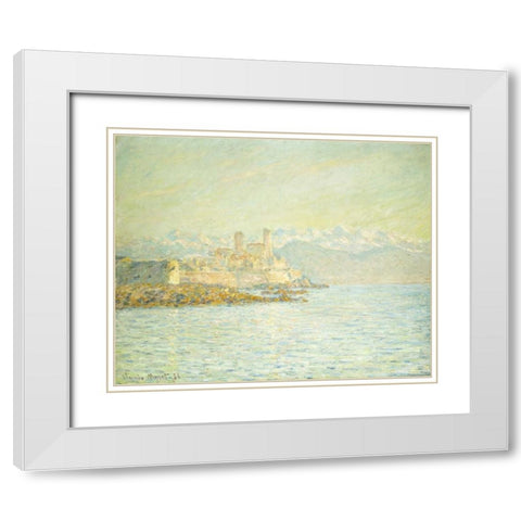 The Old Fort at Antibes White Modern Wood Framed Art Print with Double Matting by Monet, Claude