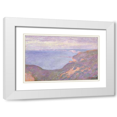 The Cliffs Near Dieppe White Modern Wood Framed Art Print with Double Matting by Monet, Claude