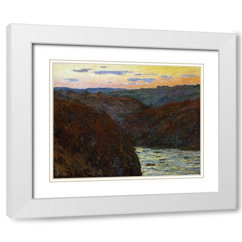 La Creuse, Sunset White Modern Wood Framed Art Print with Double Matting by Monet, Claude