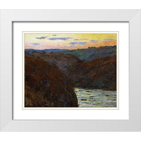 La Creuse, Sunset White Modern Wood Framed Art Print with Double Matting by Monet, Claude