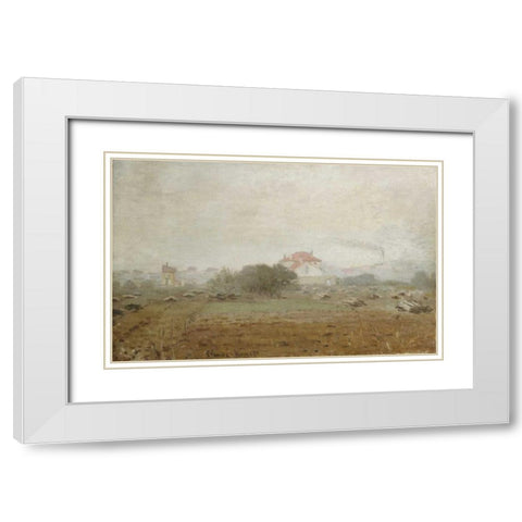 Fog - Effet de brouillard White Modern Wood Framed Art Print with Double Matting by Monet, Claude