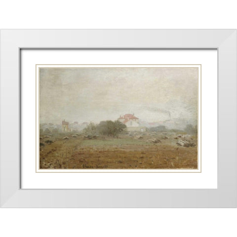 Fog - Effet de brouillard White Modern Wood Framed Art Print with Double Matting by Monet, Claude