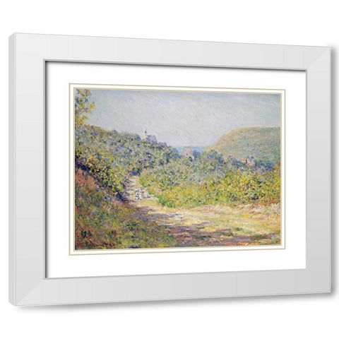 Aux Petites-Dalles, 1884 White Modern Wood Framed Art Print with Double Matting by Monet, Claude
