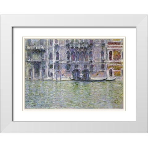 Palazzo da Mula, Venice White Modern Wood Framed Art Print with Double Matting by Monet, Claude