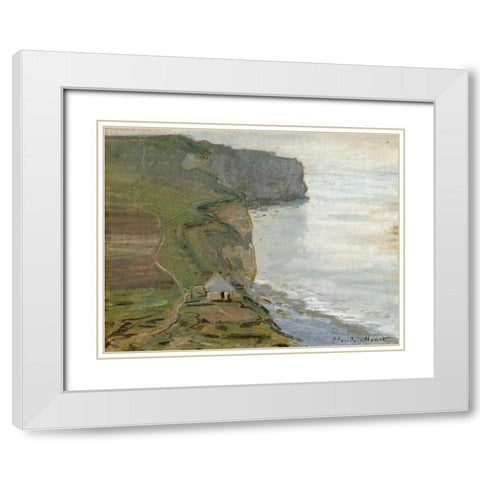 Cap dAntifer, Etretat White Modern Wood Framed Art Print with Double Matting by Monet, Claude