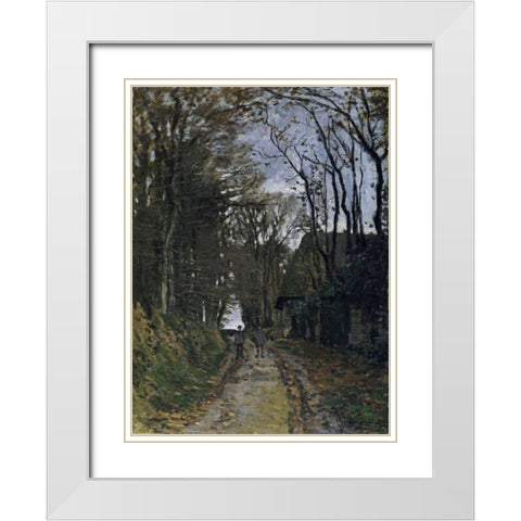 A Normandy Path White Modern Wood Framed Art Print with Double Matting by Monet, Claude