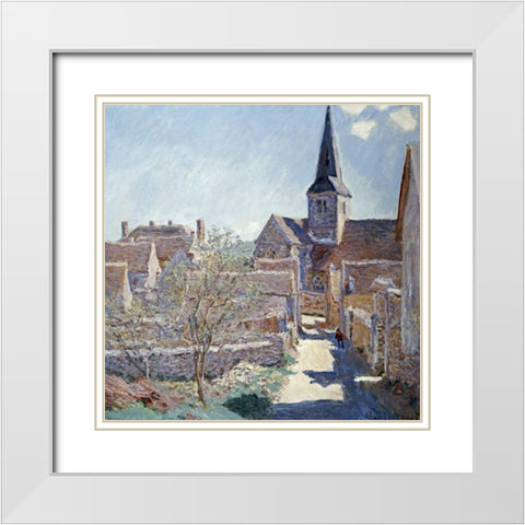 Bennecourt White Modern Wood Framed Art Print with Double Matting by Monet, Claude