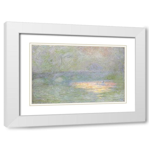 Waterloo Bridge, 1902 White Modern Wood Framed Art Print with Double Matting by Monet, Claude