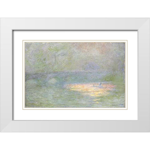 Waterloo Bridge, 1902 White Modern Wood Framed Art Print with Double Matting by Monet, Claude