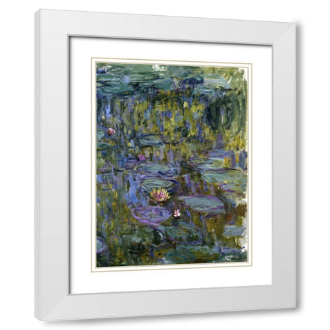 Water Lilies White Modern Wood Framed Art Print with Double Matting by Monet, Claude