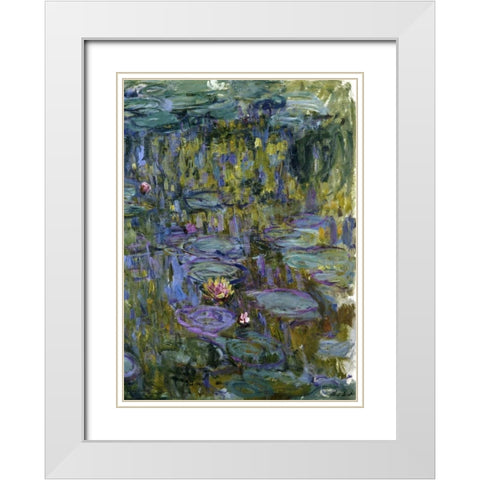 Water Lilies White Modern Wood Framed Art Print with Double Matting by Monet, Claude