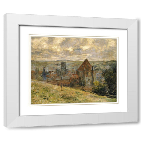 Dieppe White Modern Wood Framed Art Print with Double Matting by Monet, Claude