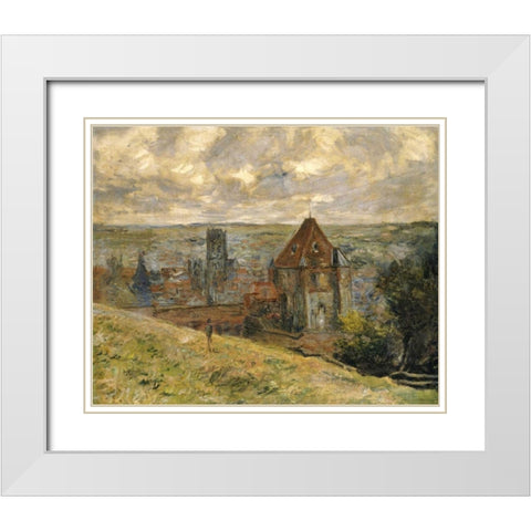 Dieppe White Modern Wood Framed Art Print with Double Matting by Monet, Claude