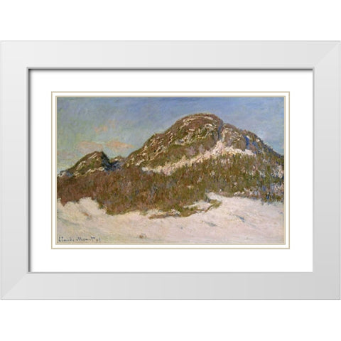 Mount Kolsaas in Sunlight White Modern Wood Framed Art Print with Double Matting by Monet, Claude