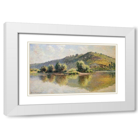 The Seine at Port-Villez White Modern Wood Framed Art Print with Double Matting by Monet, Claude