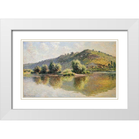 The Seine at Port-Villez White Modern Wood Framed Art Print with Double Matting by Monet, Claude