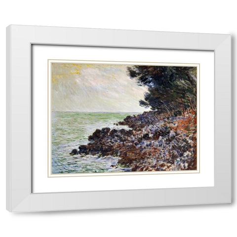 Cap Martin White Modern Wood Framed Art Print with Double Matting by Monet, Claude