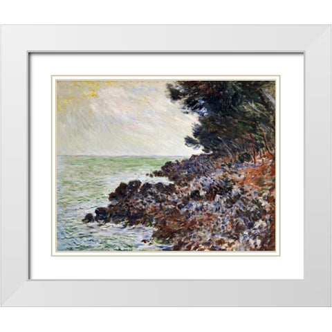 Cap Martin White Modern Wood Framed Art Print with Double Matting by Monet, Claude