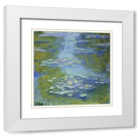 Water Lilies White Modern Wood Framed Art Print with Double Matting by Monet, Claude