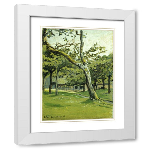 An Orchard White Modern Wood Framed Art Print with Double Matting by Monet, Claude