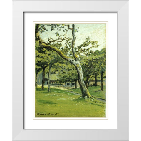 An Orchard White Modern Wood Framed Art Print with Double Matting by Monet, Claude