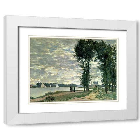 The Banks of The Seine at Argenteuil White Modern Wood Framed Art Print with Double Matting by Monet, Claude