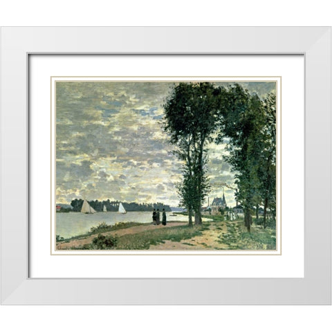 The Banks of The Seine at Argenteuil White Modern Wood Framed Art Print with Double Matting by Monet, Claude