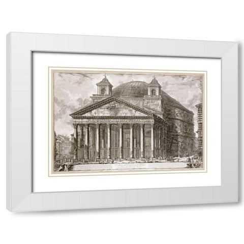 A View of The Pantheon, Rome White Modern Wood Framed Art Print with Double Matting by Piranesi, Giovanni Battista