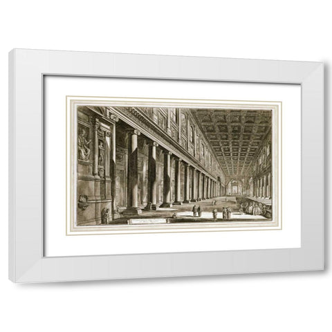 Interior of The Basilica of S. Maria Maggiore, Rome White Modern Wood Framed Art Print with Double Matting by Piranesi, Giovanni Battista