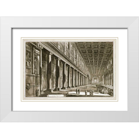 Interior of The Basilica of S. Maria Maggiore, Rome White Modern Wood Framed Art Print with Double Matting by Piranesi, Giovanni Battista
