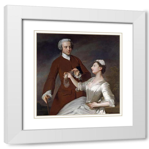 Portrait of Sir Edward and Lady Turner White Modern Wood Framed Art Print with Double Matting by Ramsay, Allan