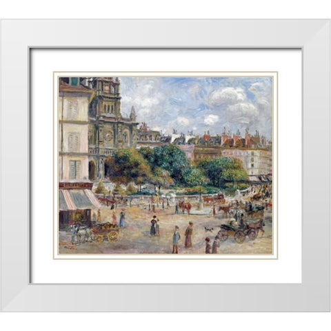 Place De La Trinite White Modern Wood Framed Art Print with Double Matting by Renoir, Pierre-Auguste