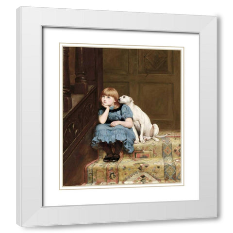 Sympathy White Modern Wood Framed Art Print with Double Matting by Riviere, Briton